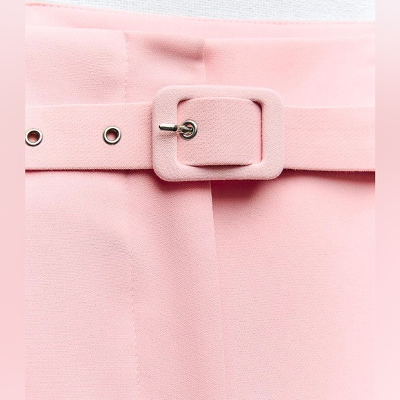 NWT. Zara Pink Viscose Blend Wide Legs Belted Trousers/Pants. Size M. - Picture 5 of 9